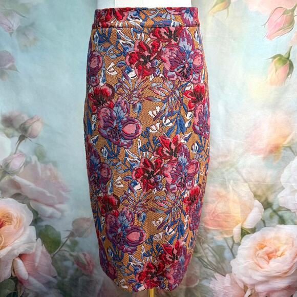 Maeve By Anthropologie Golden Bliss Floral Pencil Skirt - Picture 1 of 6